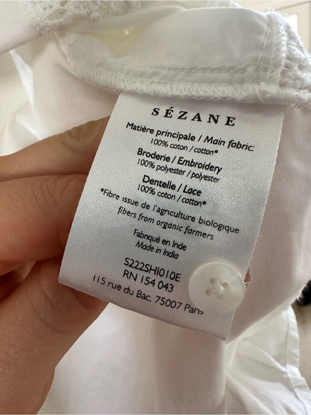 Sezane ULYSSE SHIRT White Blouse with embroidery details - Picture 6 of 9
